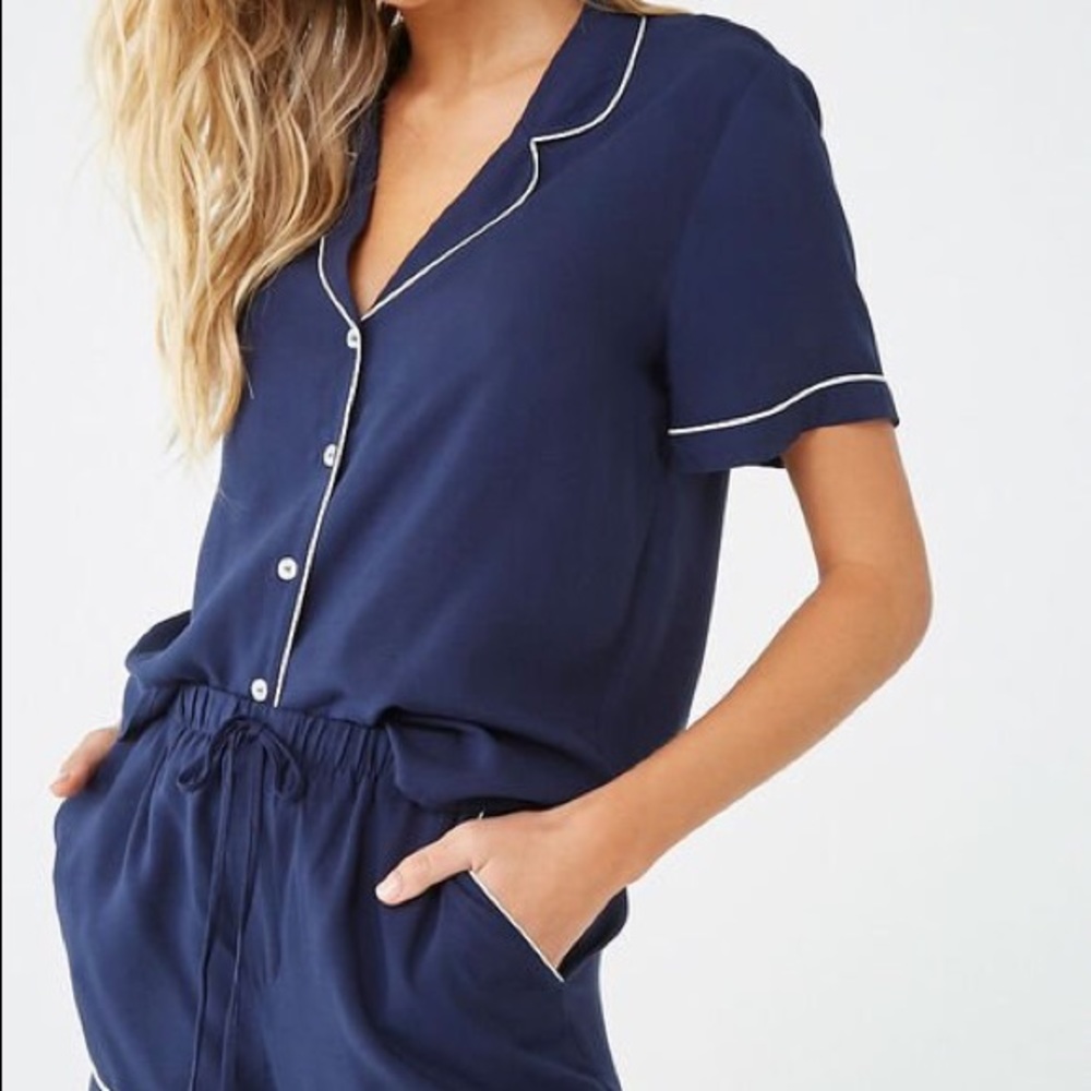 Forever 21 Navy PJ Set (Shirt & Shorts)